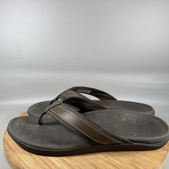 S Vionic Orthaheel Tide Brown Flip Flops Thongs Sandals‎ Men's Size 12 - Picture 3 of 6